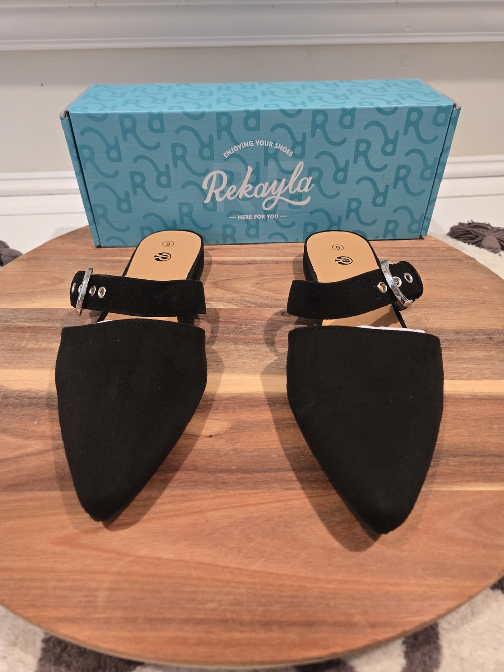 Rekayla Mules for Women Adjustable Strap Pointed Toe Backless Loafer Shoes